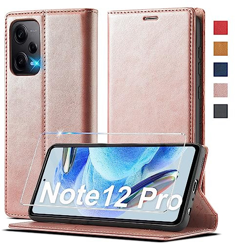 Handyhülle für für Xiaomi Redmi Note 12 Pro 5G Hülle, für Xiaomi Poco X5 Pro 5G Leder [Mit Schutzfolie]Klapphülle für Redmi Note 12 Pro 5G Hülle Leder Klappbar Flip Wallet Case Note 12 Pro Schutzhülle