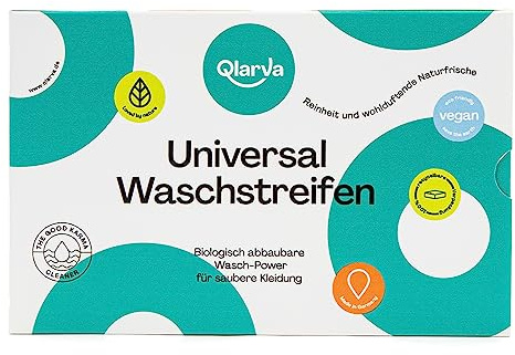 QLARVA Waschmittel Blätter - Waschstreifen Universal - Praktisch, umwelt- und ressourcenschonend - Platzsparendes Reisewaschmittel