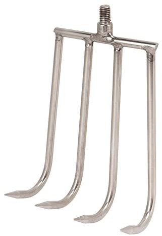 Niiyen Râteau à Mauvaises Herbes Aquatiques Tête De Râteau en Acier Inoxydable Râteau à Main à 4 Dents Râteau à Main Portable avec Interface Filetée De 8 Mm pour étangs Lac(L)