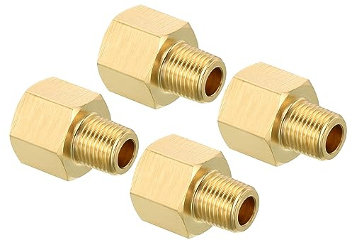 sourcing map 1/8 NPT Außengewinde x 1/4 NPT Innengewinde Messing Rohrverschraubung Sechskant Reduzierstück Adapter für Wassergastransfer, 4 Stück