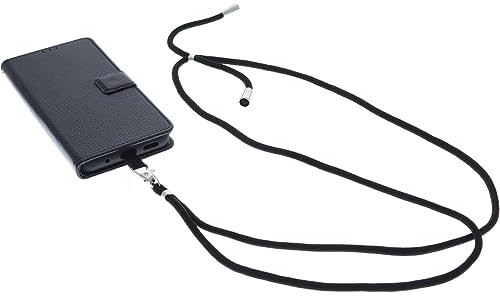 foto-kontor Umhängetasche kompatibel mit Fairphone 4 Tasche Book Style Schutz Tasche Handykette Band Hülle Umhängetasche Handyband schwarz