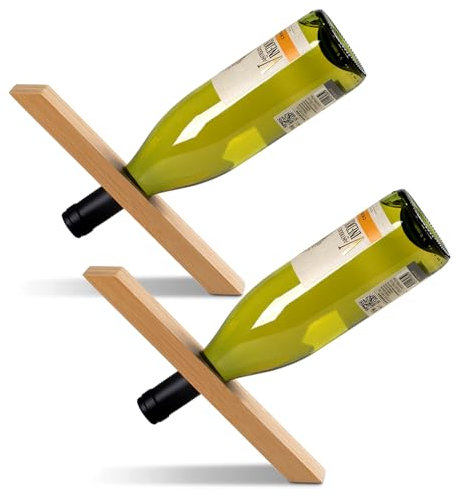 Somonka-L Weinflaschenhalter, natürlicher Bambus, personalisiertes Weinregal, selbstausgleichendes Display auf Tischplatte, Schrank usw