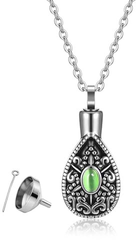 AllerPierce Urnenketten für Asche Vintage Tropfen kettenanhänger zum befüllen, Urnen Kette mit Trichter füllen Kit Medaillon Schmuck für Menschen Hundchen Katze