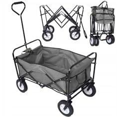 BDW - Bollerwagen Faltbar Kinder - Handwagen - Gartenwagen - Einkaufs-,Transport-, Sport-, Camping-, Strandwagen - Trolley für Hunde - Karren - Wasserfest - Klappbar - bis 75kg Belastung - Grau