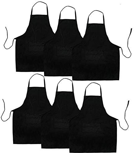 Berichw 6 Pack Schwarze KüChen SchüRze mit 2 Anti-Schmutzig SchüRze Geeignet zum Grillen KüChe Kochen Backen Restaurant