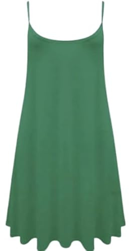 BODYWEAR LTD Ladies Camisole Cami Flared Skater Womens Strappy Vest Top Swing Mini Dress in Plain Colours with Lightweight Viscose, Pull On Style, Plus Size