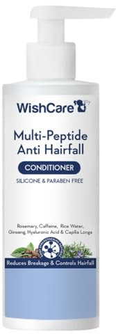 WishCare Multi-Peptid-Anti-Haarausfall-Conditioner, für Damen und Herren, Haarspülung für krauses Haar, Reiswasser, Rosmarin, Capilia Longa, Hyaluronsäure und Koffein, 200 ml