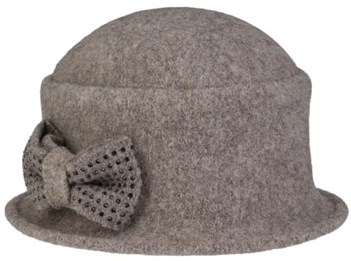 Seeberger Manja Mütze aus gewalkter Wolle Damen Taupe One Size, Taupe, 6 7/8-7 3/8