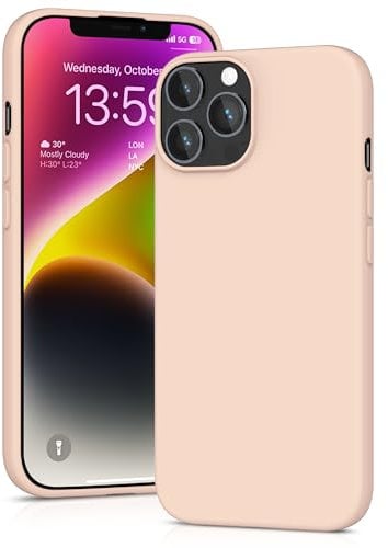 YATWIN Silicone Case for iPhone 13 Pro Max, Soft-Touch, Shockproof, DustProof, Antiskid Full Body Armour Phone Cover for Apple iPhone 13 Pro Max - Light Pink