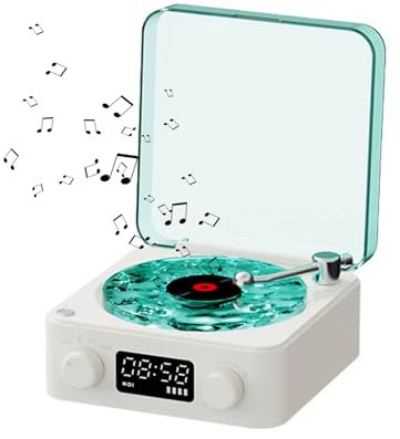 Cikiki The Waves Retro-moderner Schallplattenspieler, Wasserwelligkeit, transparent, Bluetooth-Plattenspieler mit integriertem Lautsprecher, einzigartiges Wasserwellen-Design