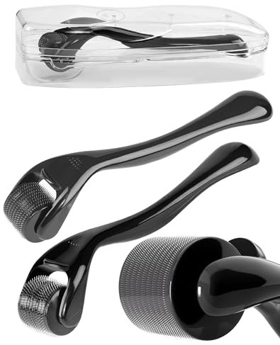 2PCS Bartroller 1mm 1.5mm Dermaroller Haar Roller mit 540 Titan Nadeln Microneedling für Bart Haar und Haut Bartwuchs Beard Roller gegen Haarausfall Narbenroller