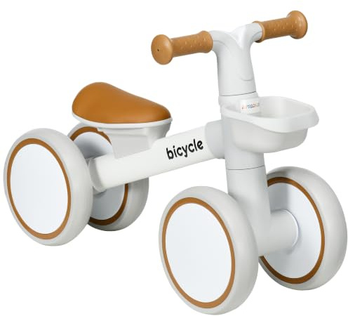 AIYAPLAY Kids Balance Bike for 1-3 Years Old with Adjustable Seat White