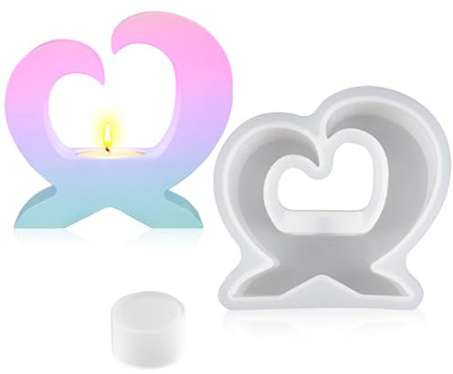 DIYBravo Herz Kerzenhalter Silikonform Epoxidharz Kerzen Form Teelichthalter Gießform Heart Candle Holder Resin Mold Valentinstag Dekoration Haushalt Ornamente