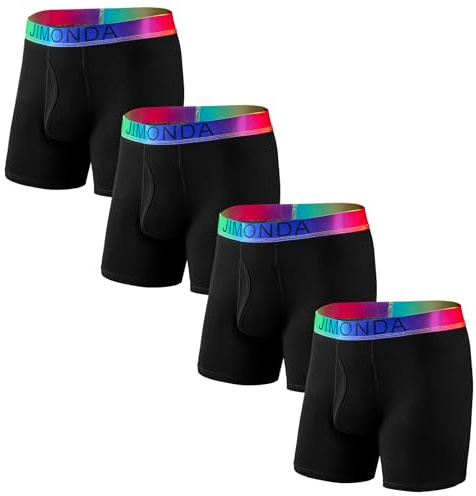 Jimonda Boxershorts Herren 4er Pack Baumwolle Unterhosen Männer Atmungsaktiv Retroshorts Boxer,Rainbow Belt L