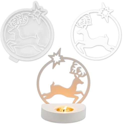 Silikonform Weihnachten Elch, Silikonformen Gießformen Weihnachten, Elch Gießform Weihnachten, Elch Silikonform Kerzenhalter Silikon Gießformen für DIY Weihnachten Kerze, Gips, Handwerk (Elk)