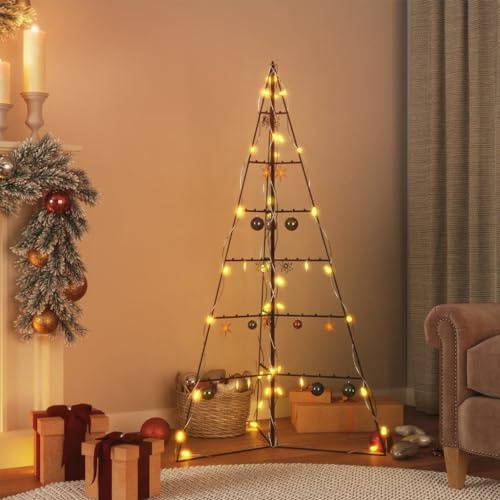 IKAYAA Metall Weihnachtsbaum für Dekorationen, Weihnachtsbaum Metall Groß, 140 cm, Christbaum mit Ständer, Platzsparend DIY Dekoration, Weihnachtsbaum Tanne schwarz