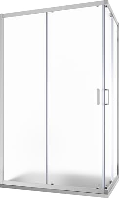 Box Doccia Angolare Due Ante Scorrevoli Cristallo Temperato 6mm Profili Squadrati Cromati Altezza 185 cm - Tonga (Vetro Opaco, 70x100)