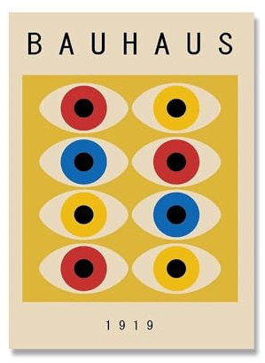 Poster und Drucke Bauhaus Ausstellung 1919 Geometrie Ausstellung Poster Wandkunst Bild Leinwand Malerei Wohnkultur(A,40x50cm No Frame)