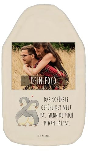 Mr. & Mrs. Panda Personalisierte Foto Wärmflasche Pinguine Kuscheln - Geschenk, Freundin, Hochzeitstag, Ehemann, Heiratsantrag, Liebe, Jahrestag,