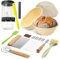 Sourdough Starter Kit Jar, 2 Sourdough Proofing Baskets,9 inch Round &10 inch Oval Foldable Silicone Banneton Proofing Basket, Feeding Time Tracker, Metal Scraper, Sourdough Bread Baking Supplies