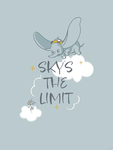 Komar Wandbild- Disney Dumbo Sky`s the Limit - Größe 30 x 40 cm - Poster, Kinderzimmer, Dekoration - gerollt ohne Rahmen, Blau