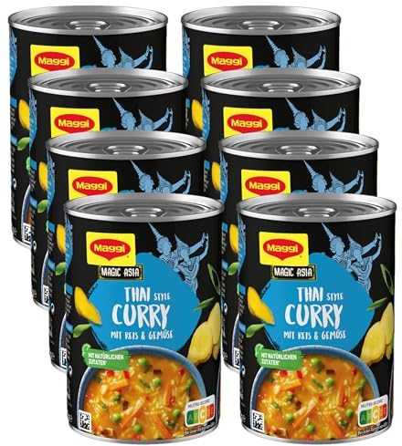 MAGGI Magic Asia Thai Style Curry, leckeres veganes Fertiggericht mit Reis & Gemüse, 10er Pack (10 x 400g)