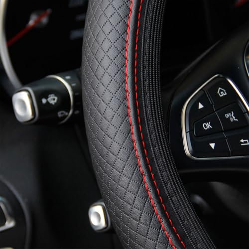 SRTMIRJJ Auto Leder Lenkradbezug für Mercedes-Benz Sprinter 2006-2017 2018 W906, Universal LenkradhüLle Anti-Rutsch Kratzfest Teleskop Steering Lenkradschoner 37-38cm,B