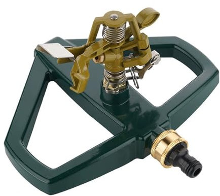 Rasensprenger mit Metallsockel, Rasensprenger Impulsregner Metall, Schwerlast Impulsregner, Pulsationssprenger Flächen bis 540 m², 360° drehbar für Rasen, Hof und Grasbewässerung