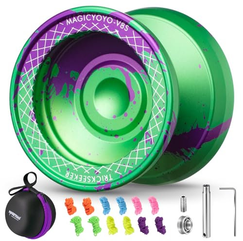 MAGICYOYO JoJo V8S Professionelles Finger-Spin-Yoyo für Anfänger und Fortgeschrittene, Responsive JoJo für Kinder von 8–12 Jahren oder höher, 2 in 1 Trick-Yo Yo, Inklusive Unresponsive Lager-Set