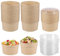 50 Stück Krafts Salatschalen mit Klarem Deckel 1000 ml, Krafts Papier Salat-Bowl, Runde Kartonschale für Salate, Snack, Suppen, Müsli, Heiße und Kalte Lebensmittel, Mikrowelle zu Erhalten