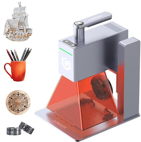 Longer Nano Incisore Laser Portatile, incisione ad alta velocità 5000 mm/s, precisione 0,05×0,05 mm, strumento fai-da-te per legno, acrilico, pelle, tessuto, metallo, ceramica.