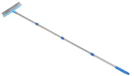 JTLB Filo Manico Telescopico Scopa, Spazzola in Acciaio Pesante con Asta di Acciaio Inossidabile, 30x6,5 Cm, per Patio, Mazzi e Giardini, Ideale per Rimuovere Polvere e Sporcizia (160 cm)