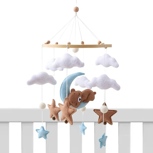 ETUCYNG Mobile für Babys – Mobile Bär Wolke aus Filz | Wolke aus Filz Deko Geschenk Babyzimmer Deko Wickeltisch Kinderwagen