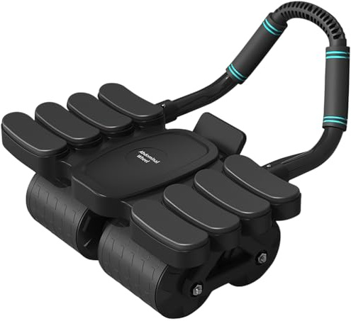 Automatischer Bauchtrainer mit 8 Rollen für Zuhause – Bauchrolle für Anfänger & Fortgeschrittene, 2-in-1 Core Trainer mit Wiederstandsfunktion für effektives Abdominaltraining