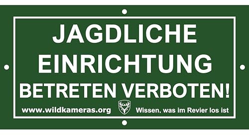 Schild Jagd Forst 5 Stk. Vorteilspack - Jagdliche Einrichtung Betreten Verboten - Warnschild für Hochsitze Kanzeln Kirrung Revier aus Aluminium Wetterfest Grün 12 x 6 cm