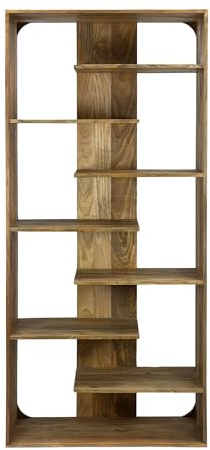 FineBuy Bücherregal 200cm Mango Massivholz - Offenes Standregal Groß - Raumteiler Holzregal Modern - Wohnzimmer Regal - Stauraumregal Wohnregal Design - Dekoregal Natur Handmade