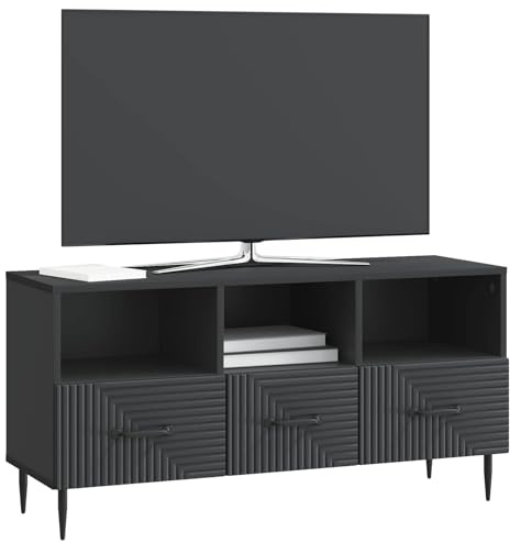 vidaXL TV-Schränk Schwarz 102 x 34,5 x 50 cm Holzwerkstoff, Wohnzimmer, Vintage Stil, rechteckige Medienkonsole, viel Stauraum für Moderne Heimorganisation