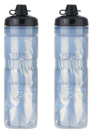 ZEFAL ARCTICA SC75-2 x Trinkflasche Fahrrad MTB mit Deckel 750 ML - Isolierte Fahrradflasche Thermo - Silber-Schwarz - Sportflasche Fahrrad Trinkflasche