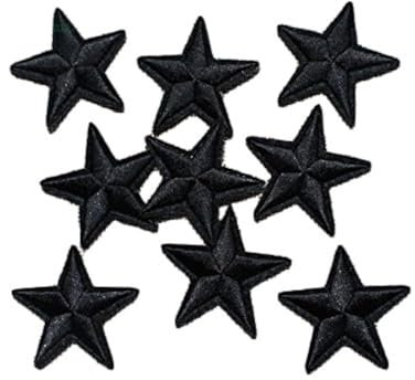 Yalulu 20 Stück Schwarz Star Patches Aufnäher Aufbügler Applikation zum aufbügeln Bügelbild Sticker Aufnäher DIY Kleidung Jeans Taschen Patch