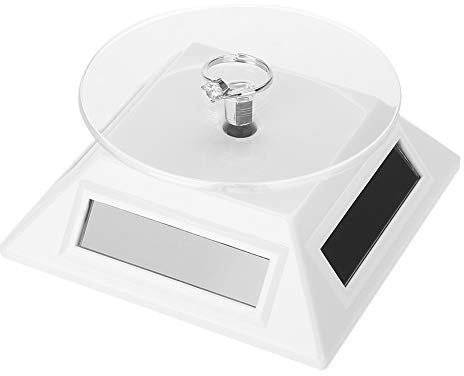 YUYTE Schmuck Rotierendes Ständer, Solar Drehteller, Schmuck Ausstellungsstand, Solar Showcase 360 Grad Drehscheibe Rotierende Uhr Telefon Schmuck Organizer Display Stand Drehbühne(02)