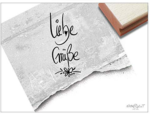 Stempel Textstempel LIEBE GRÜßE in Handschrift - Schriftstempel Grußkarten Briefe Geschenkanhänger Geschenk Basteln Deko - zAcheR-fineT