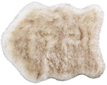 ASTRA Wohnzimmerteppich Creme – Kunstfell Teppich Bella – Dekofell Matte 60x80 cm – Bettvorleger flauschig – Sofa Matte Shape