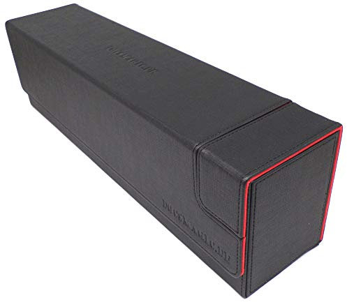 docsmagic.de Premium Magnetic Tray Long Box Black/Red Large - Card Deck Storage - Kartenbox Aufbewahrung Transport Schwarz/Rot