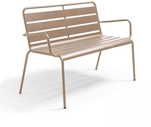 Oviala Gartenbank aus Metall, Taupe – Palavas