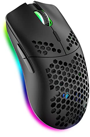 Kabellose Gaming ,Computer-Maus mit Honeycomb-Gehäuse, 11 RGB-Chroma-Hintergrundbeleuchtung, 3.400 DPI, 6 programmierte Tasten,USB-Empfänger,Energiesparend,Kabellose Maus für PC / Mac / Schwarz