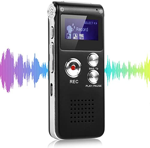 Digital Voice Recorders with MP3 Player 8GB Audio Recorder Automatic Noise Reduction and Rechargeable USB 24 Hours Recording Work