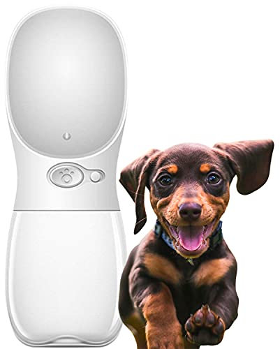 Edipets, Bebedero Perro Portatil, 350 ml, Antibacteriano, Botella Agua a Prueba de Fugas, Libre de BPA, Ideal para Las Actividades al Aire Libre (Blanco)