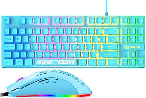UK-Layout 80% Gaming-Tastatur und -Maus, drahtgebundenes RGB-Mechanische Gefühl-Tastatur + 6400 Einstellbarer DPI-Gaming-Maus, Beleuchtungskappe, Anpassen von Mäusen, für PS4, PS5, Xbox, PC Mac
