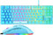 UK Gaming Keyboard & Mouse Combo, RGB Backlit Keyboard, Dedicated Multi-Media Keys, 6400dpi Programmable Gaming Mouse and Mice Pad, Spill Resistant, Anti-Ghosting, QWERTY English Layout - Blue