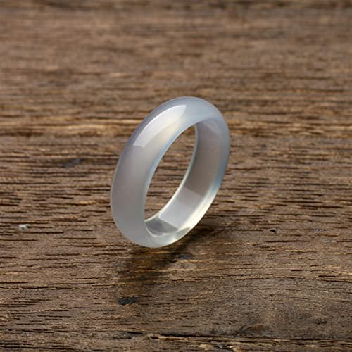 Kunsthandwerk, Jade und weiße Chalcedon-Ringe, dünne Achatringe, Geschenke (Size : Inner diameter17mm)